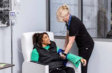 Nurse taking blood pressure